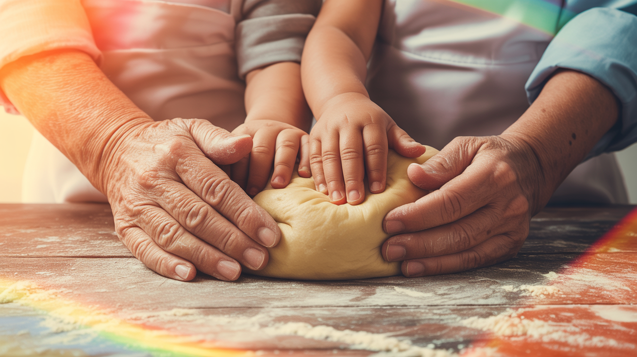 Hands baking together