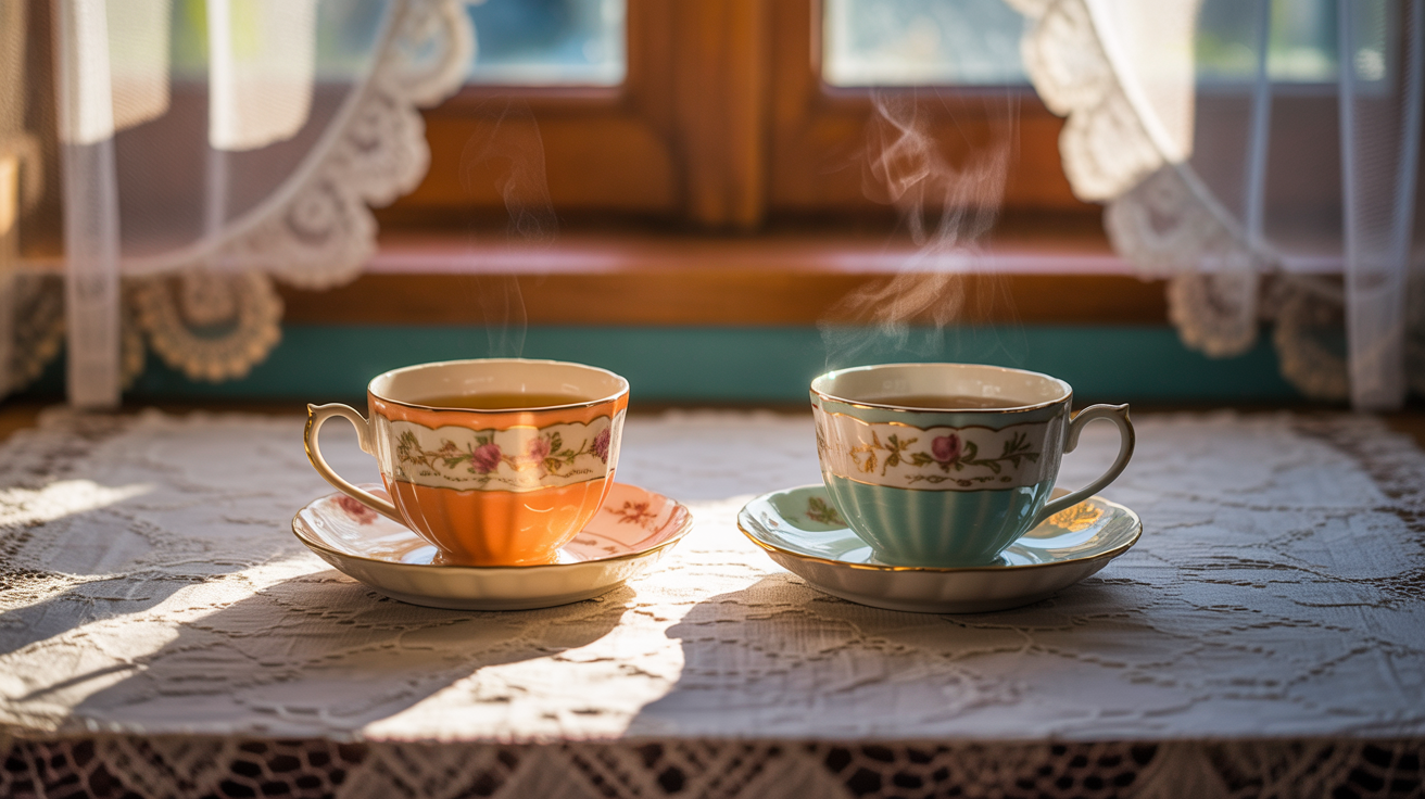 Two teacups on a table