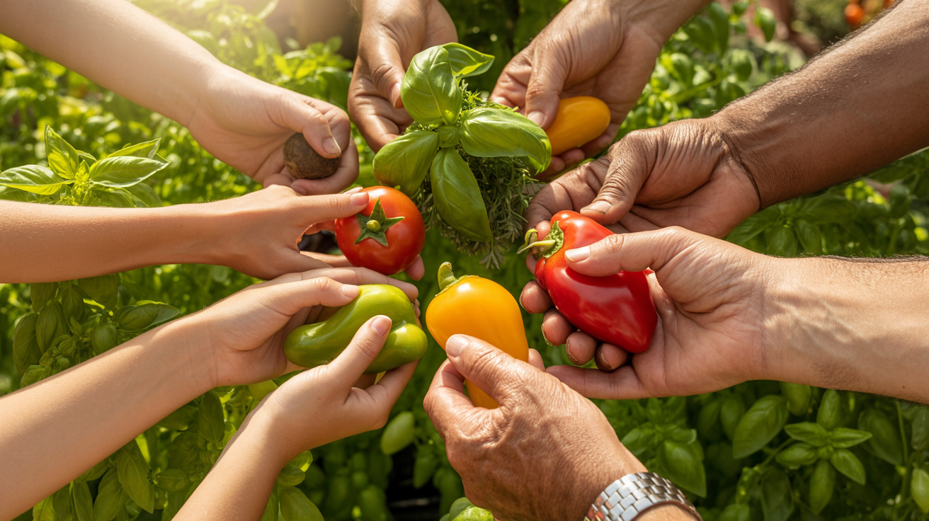 Hands working in the garden