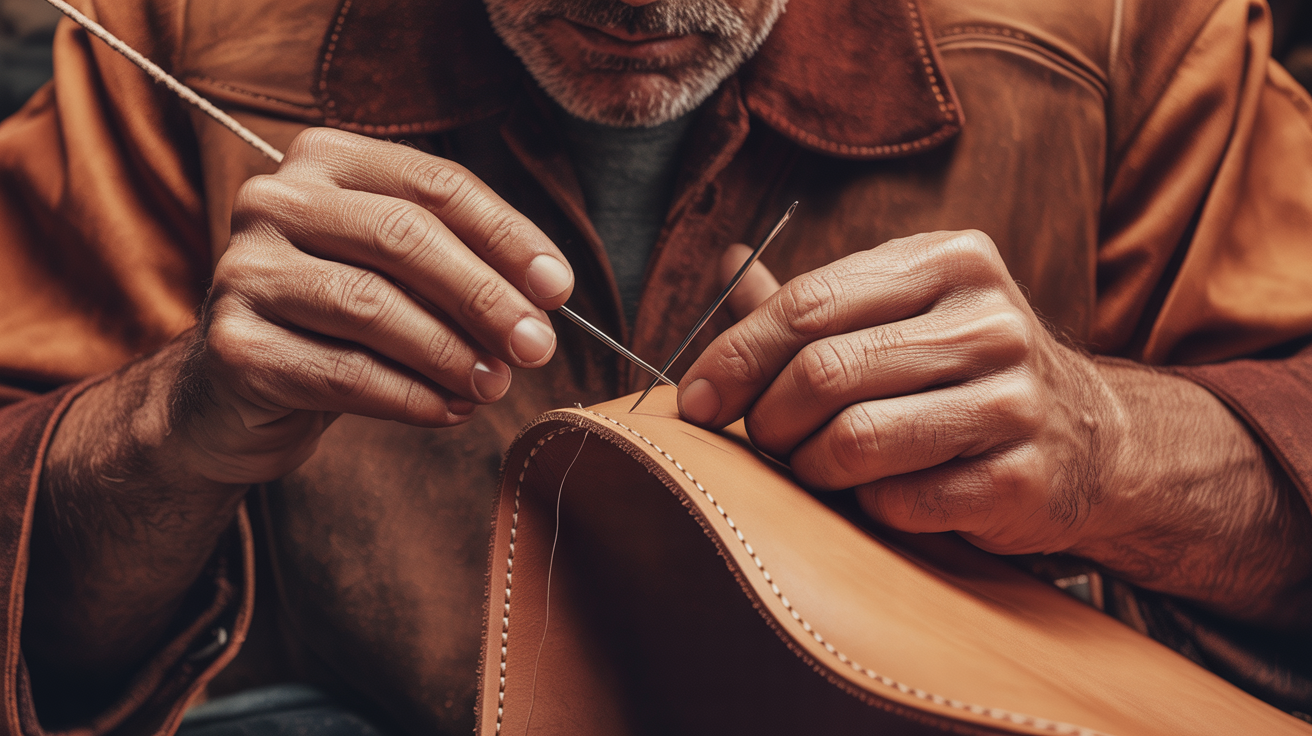 Artisan crafting leather